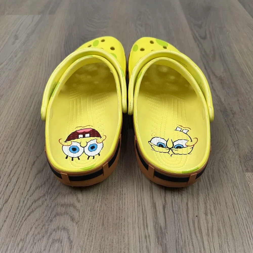 Crocs Shoes Mens Size 10 Yellow SpongeBob SquarePants Clogs Slip On Sandals